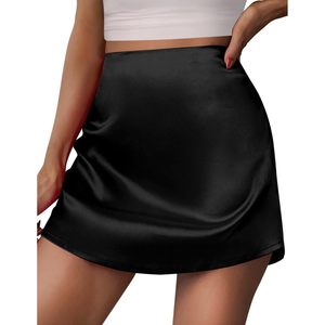 Jupe courte femme FOXA taille haute en satin coupe trapèze avec fermeture éclair pour soirée et club 2026 - Product Image 1