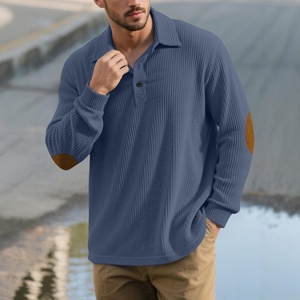 Pull-over en velours côtelé à col <span class=keywords><strong>polo</strong></span> pour homme, boutonné, pour l'automne et l'hiver, transfrontalier - Product Image 2