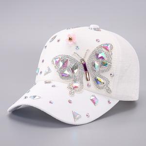 Sıcak satış kişilik basit bayanlar Bling kelebek bts parlak doruğa kapaklar moda pullu Rhinestone boncuk beyzbol şapkası - Product Image 2
