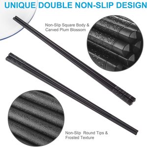 Bộ đũa ăn cao cấp chất lượng cao bằng hợp kim Trung Quốc, quà tặng tùy chỉnh, cá nhân hóa, chất liệu sợi thủy tinh đen khắc chữ, đũa sushi bằng nhựa - Product Image 6