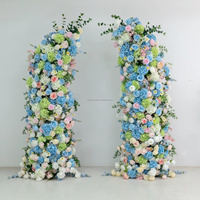 Arche de fleurs artificielles en soie colorées et réalistes, tendance 2027, pour décoration de mariage, aux couleurs vives, thème estival, arche de fleurs en forme de corne