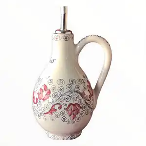 Vintage-Blumenträger Küche-Dekor Partygeschenk altmodische Keramik Ölflasche Spender für Olivenöl mit Untertasse
