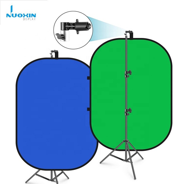 Hot Selling 150*200 cm Portable Green Screen Backdrop with Stand Blue and Green 2-in-1 Collapsible Green Screen Kit