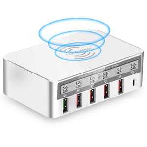 Cargador Rápido Inteligente Tipo C PD de 6 Puertos y 100 W, Inalámbrico de 15 W con Pantalla LCD para Teléfono, Salida Segura de 1.5 A, Compatible con Estándares AU/EU/US - Product Image 2