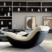Fauteuil à bascule moderne, fauteuil inclinable individuel rembourré en tissu moelleux avec base en bois pour salon, chambre à coucher, coin lecture