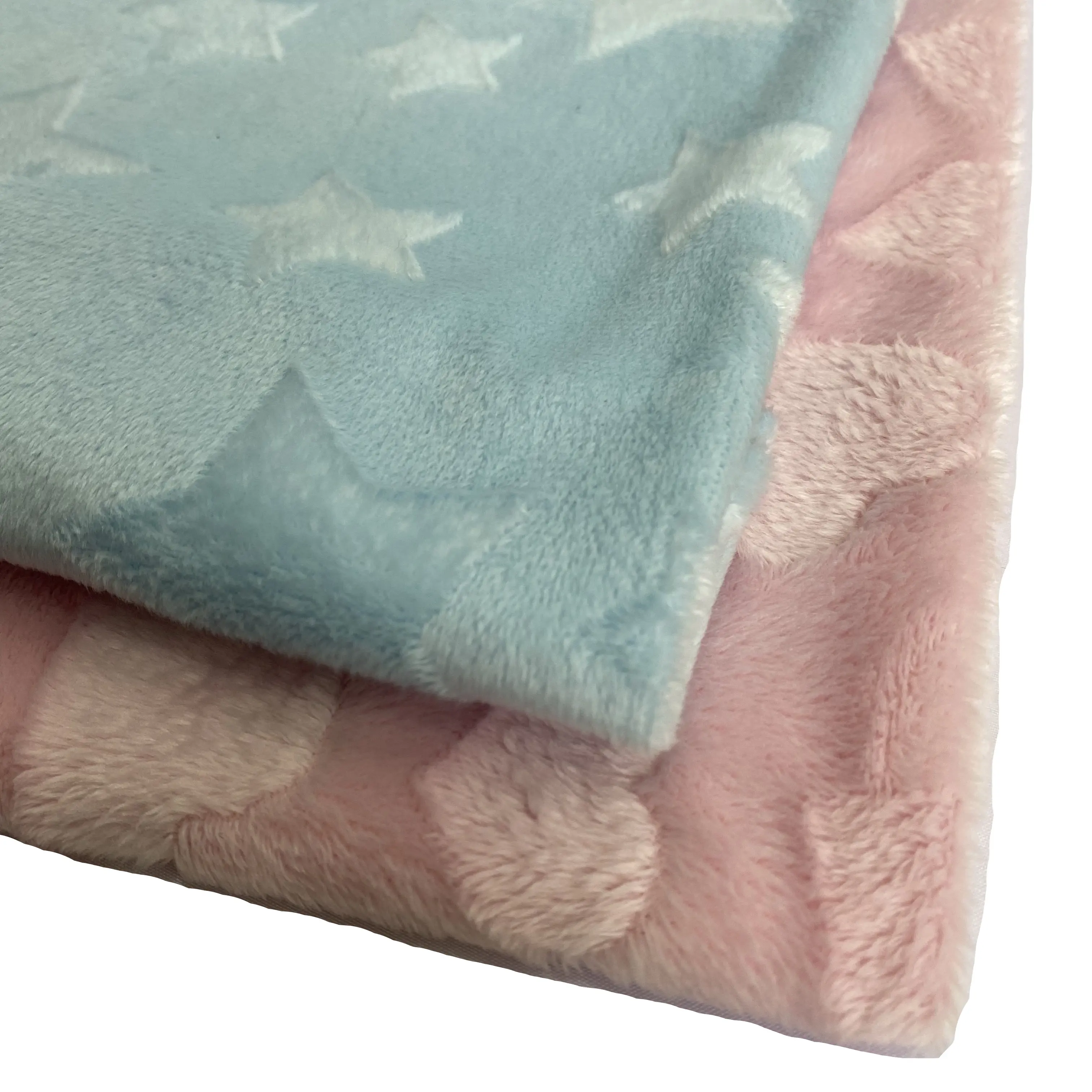 Hot Sale Polyester Embossing Single Face Star Super Soft Fabric Velvet Blankets