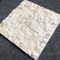 Carrelage en travertin beige 3D, motif carré, mosaïque, dalles emboîtables, revêtement de sol, allée, décoration de la maison, revêtement mural, pierre de construction