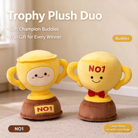 Peluche Trophée NO.1 Dessin Animé Mignon Très Vendue - Jouet en Peluche Doux Coupe de Champion Dorée pour Récompenses Sportives
