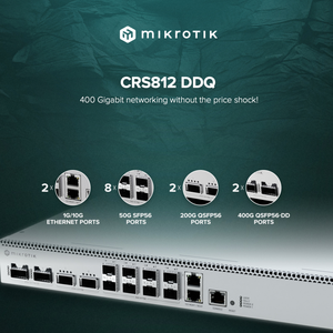 เราเตอร์ Mikrotik CRS812 DDQ พร้อมซีพียู 16 คอร์ หน่วยความจำ NAND 128MB รองรับ Wi-Fi แบบดูอัลแบนด์ 802.11ac/n พอร์ตสวิตช์ 4x25Gbps - Product Image 2