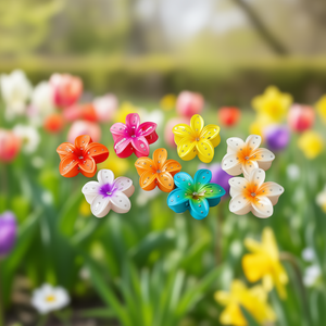 Pince à cheveux fleur d'œuf 8 cm en plastique avec strass pour femme, accessoires de mode colorés - Product Image 2