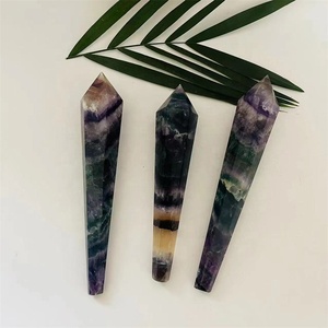 En vrac En Gros naturel <span class=keywords><strong>Magicien</strong></span> cristal artisanat tour cristaux tour vert fluorite macis pour la guérison spirituelle - Product Image 3