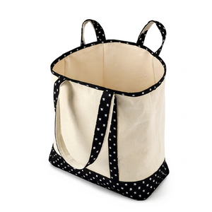 Custom Logo 100% Cotton Large Capacity <b>Canvas</b> <b>Tote</b> Bag Zipper Closure Foldable Design Crossbody Option Silk Screen Printed bag - Product Image 3