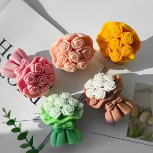 <span class=keywords><strong>Kit</strong></span> de fabrication artisanale de bougies 3D en plâtre aromathérapeutique, savon et résine, moule en silicone pour bouquet de roses superposé, moule en silicone pour bouquet de roses - Product Image 5