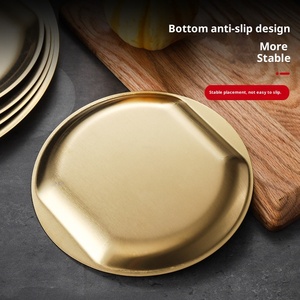 Piatto per Barbecue Moderno in Acciaio Inox 304 Stile Coreano, Piatto Dorato Poco Profondo, Piatto per Torte a Fondo Piatto, per Feste - Product Image 4
