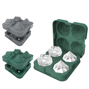<span class=keywords><strong>4</strong></span> cavités 2.2 pouces 3D Silicone Ice Cube Trays Rose Ice Cube Mold pour Cocktails Juice Whisky <span class=keywords><strong>Bourbon</strong></span> - Product Image 2
