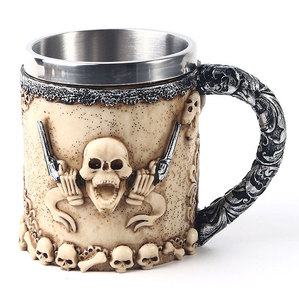 Nuove imitazioni boccale di birra in legno tazza <span class=keywords><strong>da</strong></span> caffè vichinga Vintage fodera in metallo in acciaio inossidabile tazza <span class=keywords><strong>da</strong></span> tè in resina personalizzata 3d di grande capacità - Product Image 1