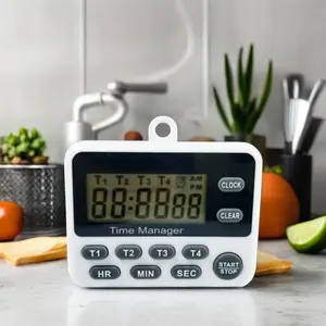 Timer a 4 gruppi con Timer digitale Mult-Channel da cucina eco-friendly Mini Display elettronico LCD Design magnetico