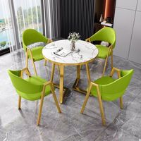 Ensemble de table à manger ronde moderne de luxe écologique facile à nettoyer pour 4 personnes, mobilier commercial en métal pour salles à manger et hôtels