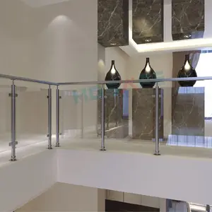 2022 Newest Railing Indoor Outdoor Column Stainless Steel Staircase Glass Aluminum Railing Column Hotel Villa Stair Handrail