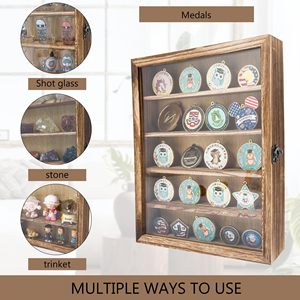 Wholesale Modern Multifunction Wood Shadow Box Frame Removable Shelves OEM ODM Custom Logo Transparent Storage - Product Image 3