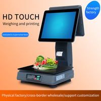 Terminal de point de vente tactile capacitif 15 pouces / Système EPOS / POS avec imprimante et balance électrique, processeur quadricœur, SSD 128 Go, 4 Go de RAM DDR4