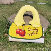 Tapis de pique-nique pliable en velours et toile, rembourré, avec poignée en coton, résistant à l'humidité, portable, imperméable, découpable, coussin pour sorties printanières