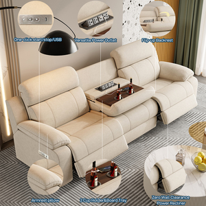 Sofá Reclinable Eléctrico Moderno de Tela, Sofá de <span class=keywords><strong>3</strong></span> <span class=keywords><strong>Plazas</strong></span> con Puertos USB, Juego de Muebles para Sala de Estar, Sofá Reclinable Eléctrico al por Mayor - Product Image 2