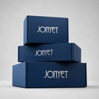 Boîte d'expédition en carton ondulé bleu marine avec logo personnalisé en feuille d'argent, qualité supérieure, sur mesure, usine de production tout-en-un.