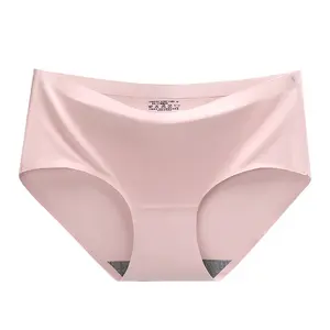 U5395 Factory Mid Waist One Piece Female Underwear Breathable Briefs Large Size Laser Cut Ice Silk Women's Panties Seamless Pant
