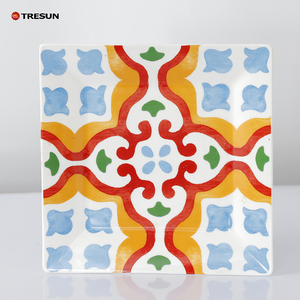 <span class=keywords><strong>Service</strong></span> <span class=keywords><strong>de</strong></span> table en céramique carrée bohème <span class=keywords><strong>de</strong></span> style marocain avec motif floral orange réutilisable <span class=keywords><strong>de</strong></span> 18 pièces avec kit <span class=keywords><strong>de</strong></span> tasses pour 6 personnes - Product Image 3