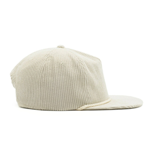 Parche personalizado OEM/PVC Logo Sombrero de ala plana Gorras de béisbol de pana sin estructura Gorras Snapback de PANA con cuerda - Product Image 3