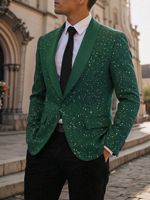 Nouvelle veste de costume formelle slim respirante pour homme 2026 avec paillettes et strass pour mariage et soirée