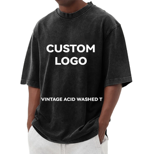 Bán Buôn Người Đàn Ông Của Quần Áo Quá Khổ Áo Thun 100% Cotton T-Shirt Thời Trang Dạo Phố Hip Hop Trống Rửa Axit Biểu Tượng Tùy Chỉnh Cổ Điển T Áo Sơ Mi - Product Image 1