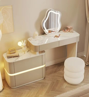 Nouvelle commode en bois au design moderne avec grand miroir LED, coiffeuse de haute qualité avec grand rangement, table de maquillage, meuble de chambre à coucher