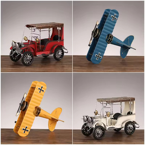 Modellini Vintage di <span class=keywords><strong>Moto</strong></span> <span class=keywords><strong>in</strong></span> Metallo, Ornamenti Retrò di Auto e Aerei, Decorazioni da Scrivania per Casa e Ufficio - Product Image 2