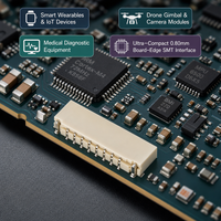 Konektor Wafer SMT Sudut Kanan Horizontal Pitch 0.80mm dengan Housing LCP 2-16 Pin dan Tab Solder untuk Papan PCB Mikro