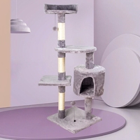 Arbre à chat de luxe multi-niveaux en gros avec poteaux à gratter en bois et en corde et condo en peluche pour chats d'intérieur