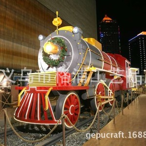 Custom Large <b>Train</b> Engine Sculpture Metal <b>Outdoor</b> Christmas Decoration Artistic Figure Floor Mount - Product Image 1