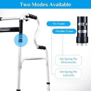 Déambulateur pliant 3-en-1 pour la rééducation médicale, avec fonction de marche debout assistée, adapté aux espaces étroits, pour personnes âgées jusqu'à 200 kg - Product Image 5