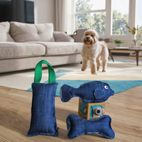 Fabricant de jouets en tissu Jean pour animaux de compagnie Tug Fish Bone Shapes Toys Chew Interactive Dog Toys Playing on the Beach, nouveauté