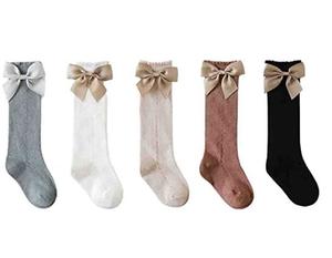 Calcetines Altos hasta la Rodilla para Bebés y Niñas Pequeñas, de Algodón, con Lazo, Transpirables, Tipo Tubo, para Vestir, Uniformes - Product Image 1