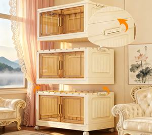 خزانة ملابس منزلية فاخرة قابلة للطي بباب مزدوج متكاملة قابلة للطي خزانة ملابس بلاستيكية قابلة للطي - Product Image 4