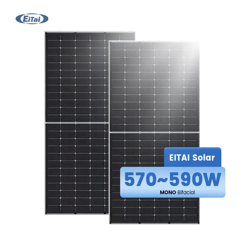 Eitai Tier 1 Monocrystalline Silicon Commercial 48 Volt Mono Crystal 600W Pv Solar Module Panels Bifacial Double Glass 600W