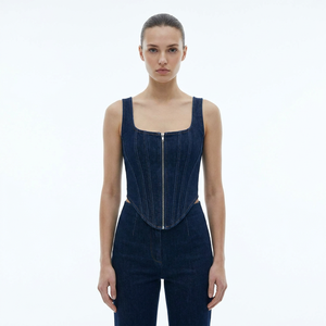 Haut Corset Structuré Sexy pour Femme, Effet Denim Vintage, <span class=keywords><strong>Bustier</strong></span> à Baleines, Ourlet Asymétrique, Style Y2K Streetwear, Haut de Soirée, Vente en Gros - Product Image 5