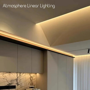 Haz oblicuo de 45 ° LED Perfil de aluminio Tipo V Esquina superior Techo Montado al ras Panel de yeso PC Difusor Canal Barra lineal Tira de luz - Product Image 3