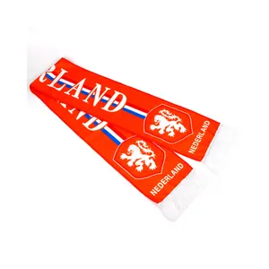 Fibre acriliche materiale Fan di calcio Logo personalizzato bandiera olandese sciarpa per maglieria per Fan della squadra di calcio sciarpa Souvenir