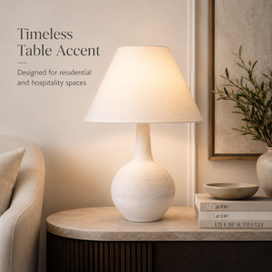 Lampe de table en céramique artisanale de style Wabi-Sabi avec abat-jour en tissu beige, lampe de chevet personnalisée OEM pour la maison, l'hôtel, la station balnéaire - Product Image 3