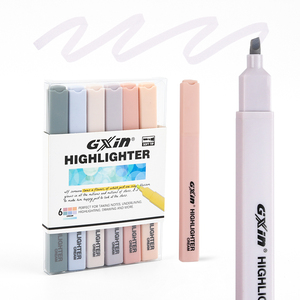 GXIN ปากกาเน้นข้อความสีครีม6ชิ้น/เซ็ต, G-343-6ปากกาฟลูออเรสเซนต์แบบน้ำปลอดสารพิษปากกาเน้นข้อความสำหรับนักเรียนโรงเรียน - Product Image 1