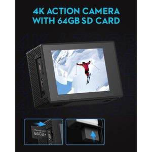 Cámara de Acción 4K, Tarjeta SD de 64 GB, Resistente al Agua 30M, WiFi, Pantalla de 2 Pulgadas, Cámara Deportiva, 2 Baterías AAA - Product Image 1