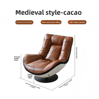 Fauteuil inclinable individuel vintage en cuir huilé et cireux avec pieds en bois massif et métal, style traditionnel, pour salon, hôtel, appartement